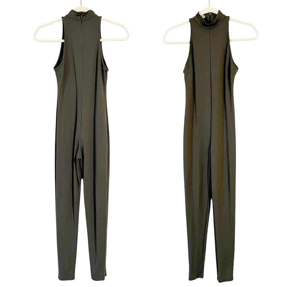 Intimacy X Free People Women's Green Fitted High Neck Sleeveless Jumpsuit Size S